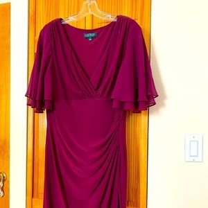 Burgundy color Ralph Lauren dress bell sleeves worn once